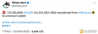 172,192,858 DOGE从Binance转移到未知钱包